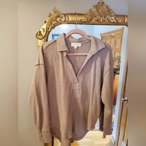 Tan Waffle Knit Pullover